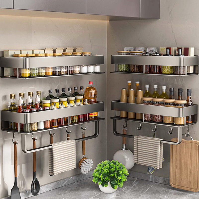 Kitchen Gadgets Storage Ideas - Prateleira de Cozinha em Alumínio, Organizador