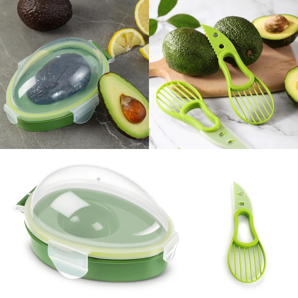 Avocado Slicer Tool - Caixa de Armazenamento de Abacate Reutilizável,